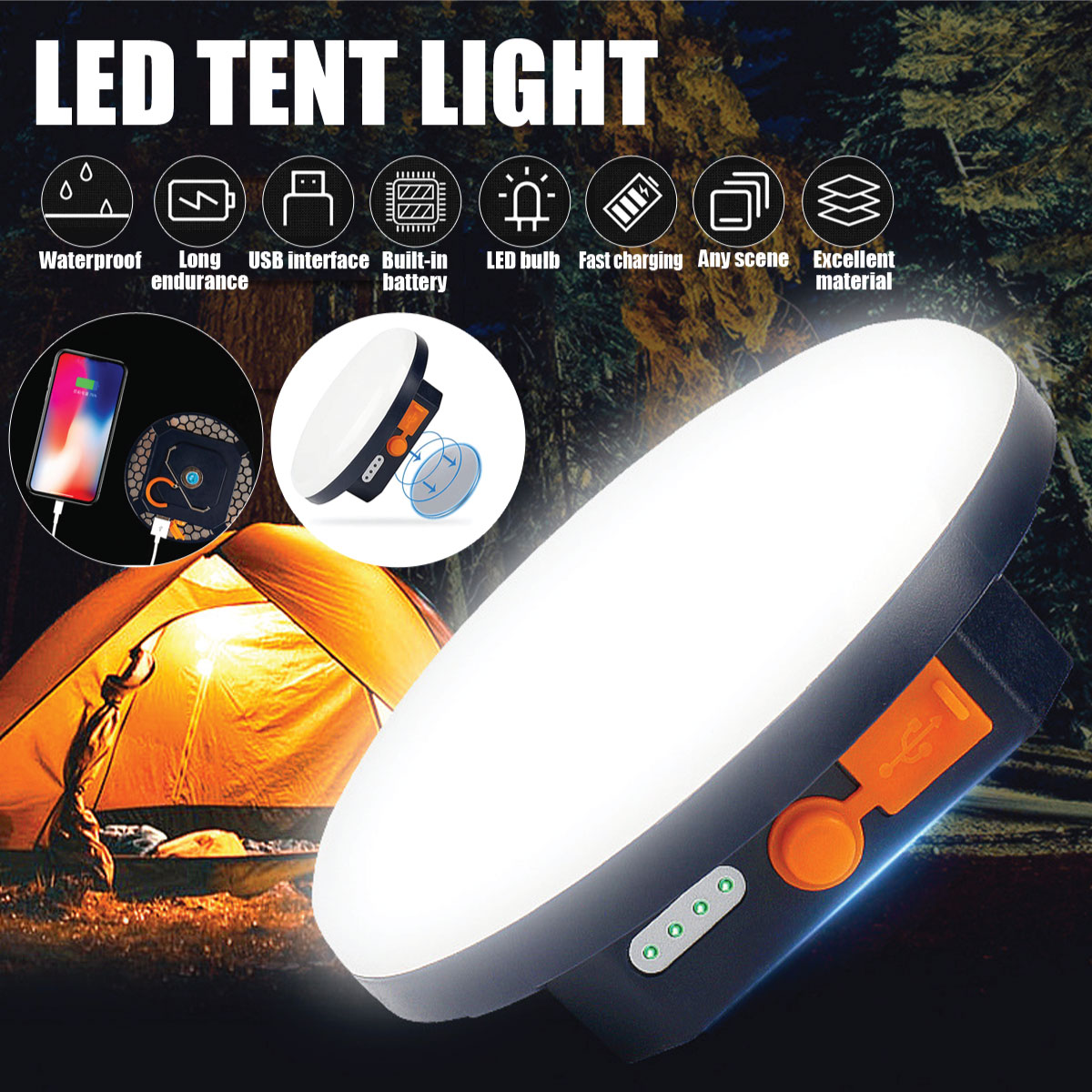 Brightest LED Camping Lantern, 140LM, Battery Powered, 4 Light